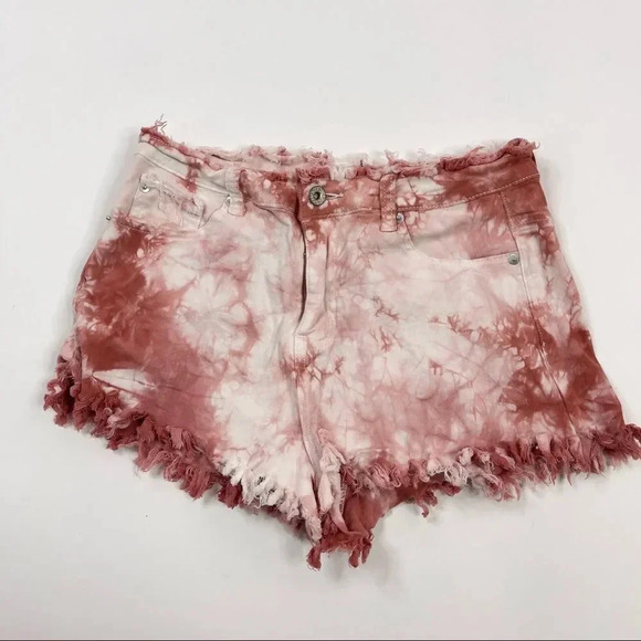 POL Pants - POL Tie Dye Cutoff Jean Maroon Shorts